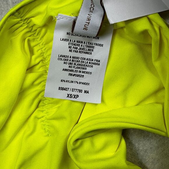 BECCA Swim Bottom Yellow Size‎ XS Hipster Shirred Neon NEW - Picture 7 of 7